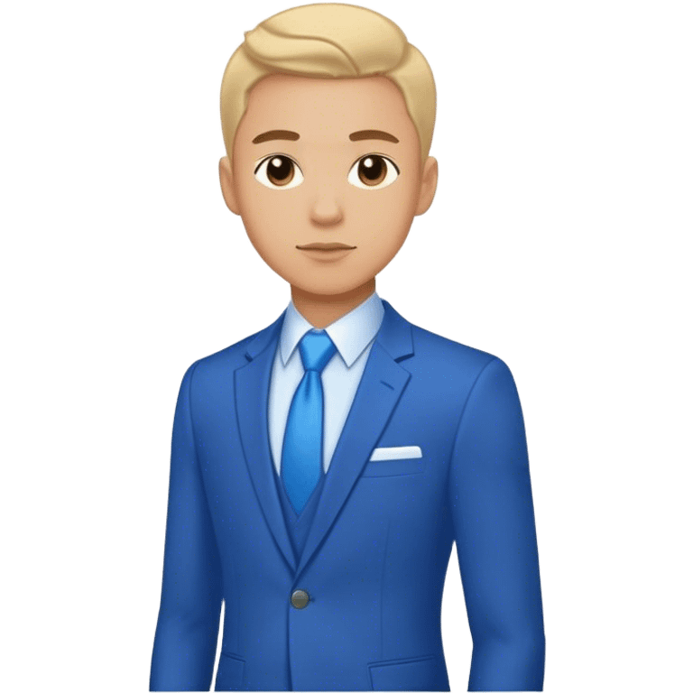 confident young man portrait on blue suit emoji