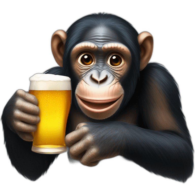 Chimpanzee drinking beer emoji