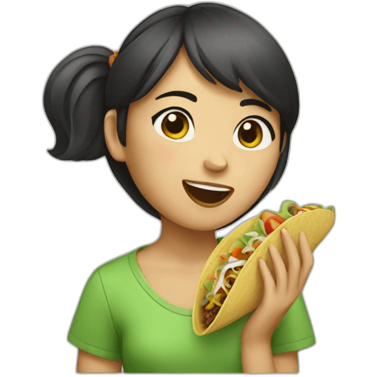 Asian girl eating taco emoji