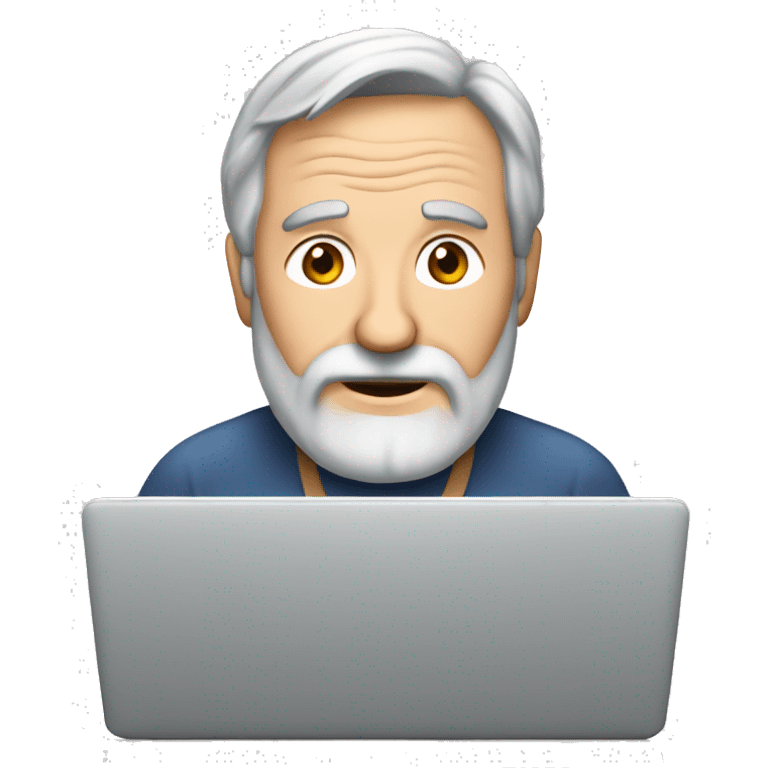 old-man-brown-hair-grey-long-beard-behind-laptop emoji