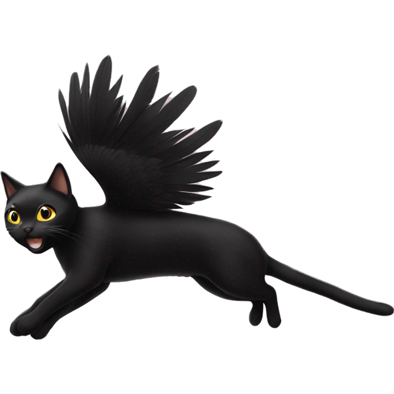 The black cat ,flying with feather emoji