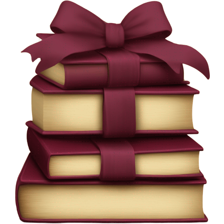 burgundy books stacked up and tied together by a burgundy bow emoji