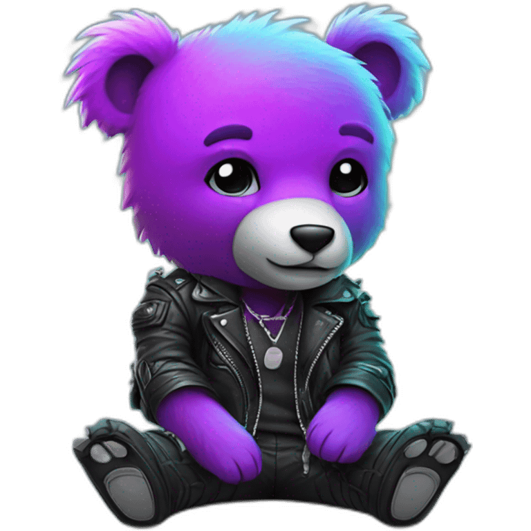 neon punk bear sitting emoji