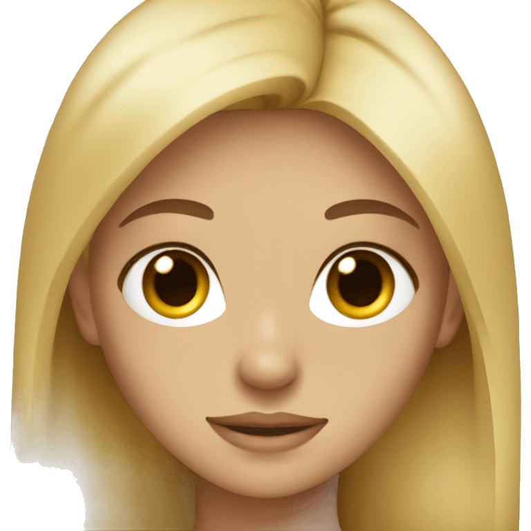 A blonde girl with brown eyes, gratefull  emoji