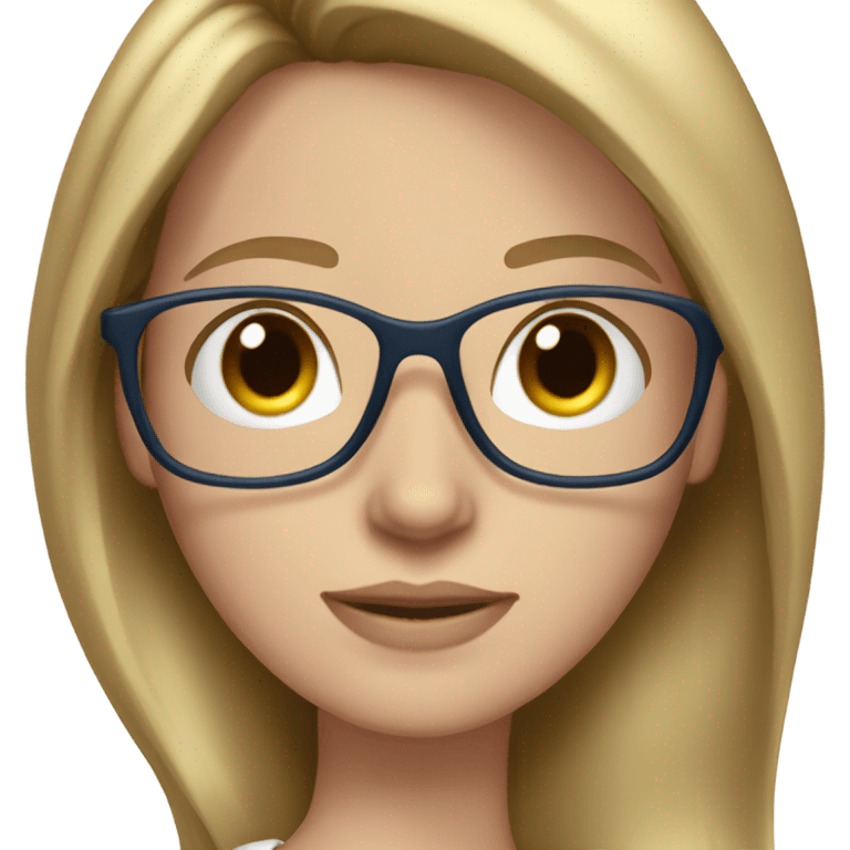 diana dark blonde straight hair, blue eyes, glasses  emoji