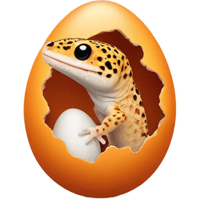 Orange leopard gecko emerges from egg emoji