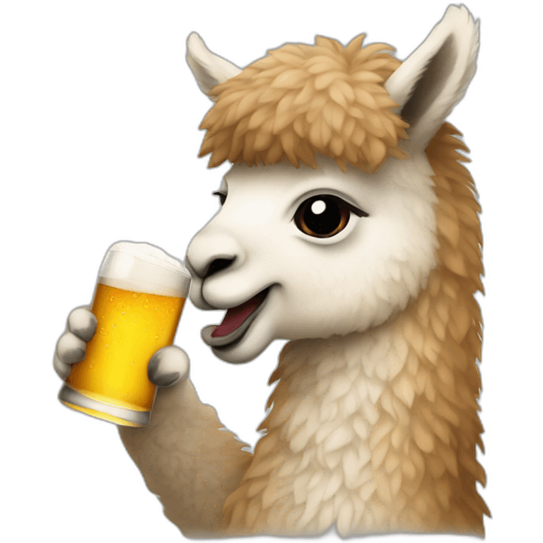 An alpaca drinking beer  emoji