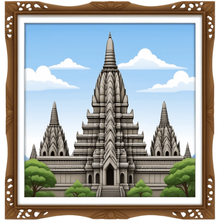 Prambanan Temple Landmark Emoji – Showcasing its towering Hindu temple spires with intricate carvings. emoji