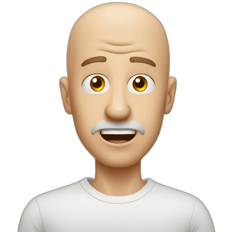 Funny emoji of a deranged bald white male emoji