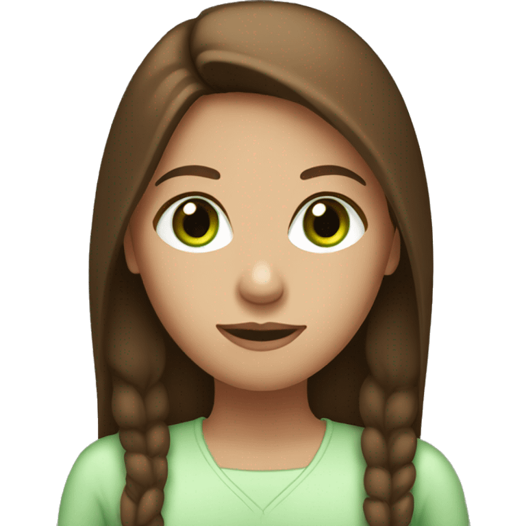 long straight Brown haired girl, with Green eyes  emoji