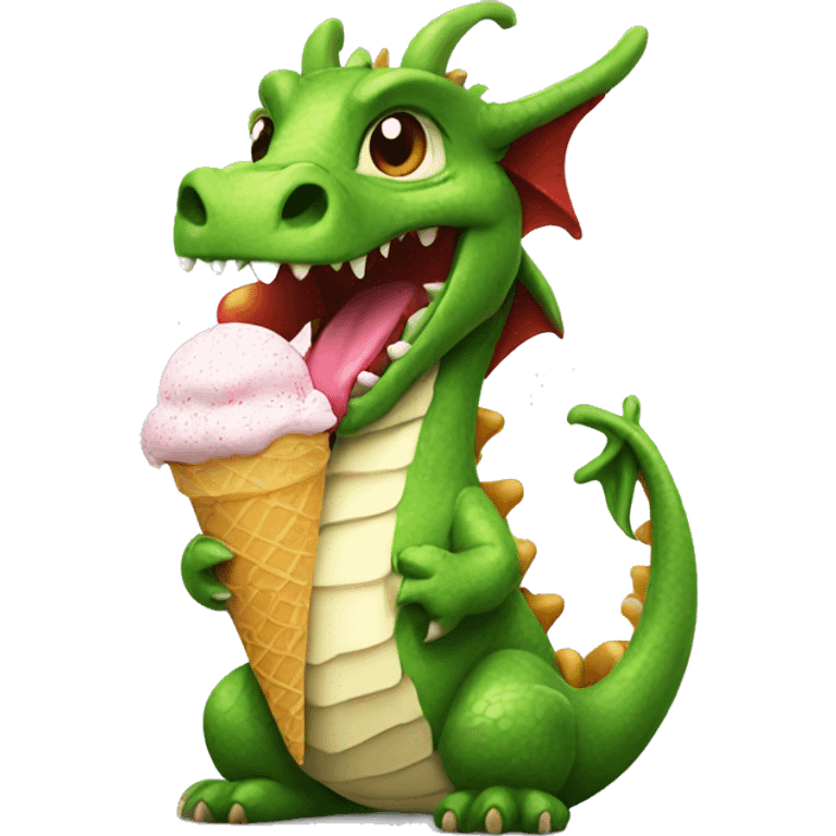 Dragon holding an icecream iphone ios style  emoji