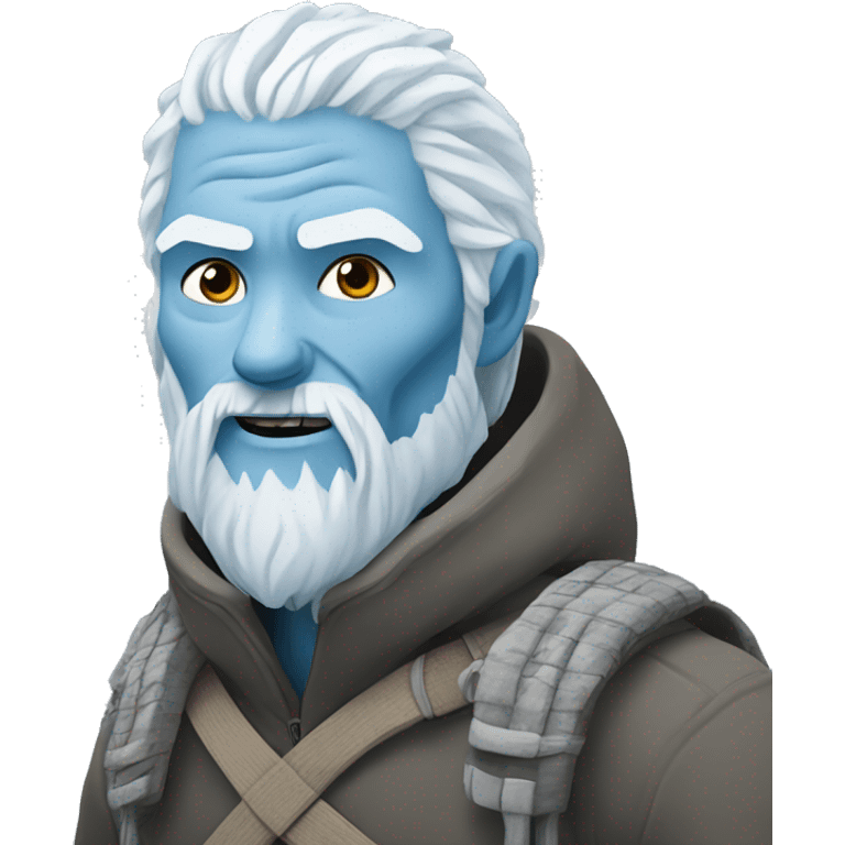 A whitewalker from Game of Thrones hiking up a mountain. emoji