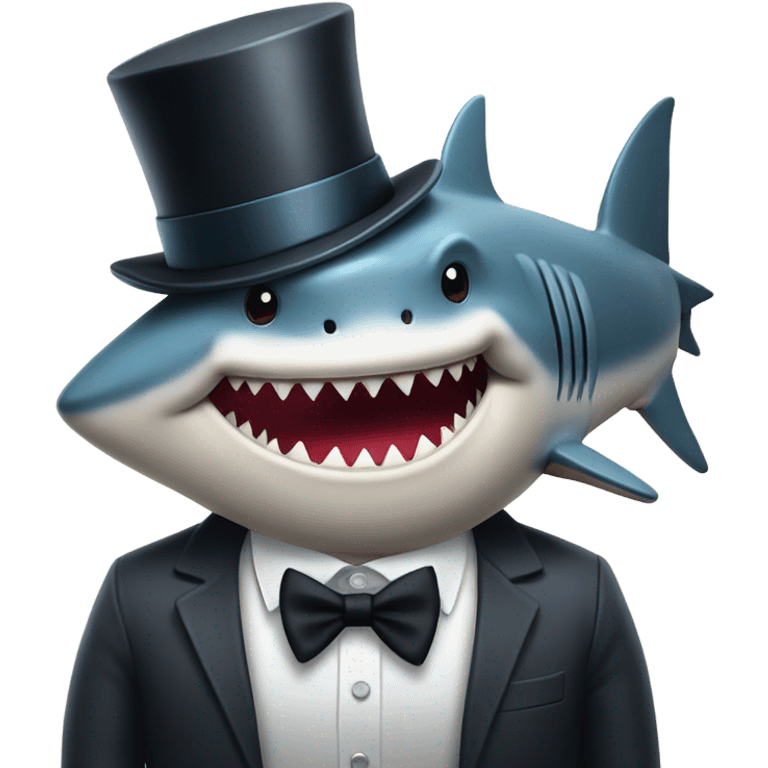 Shark with a top hat emoji