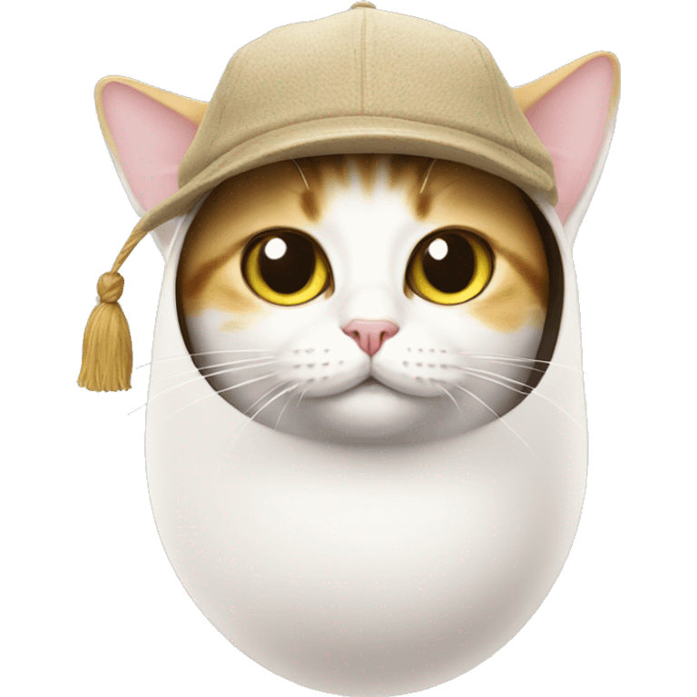 egg cat with a cap emoji