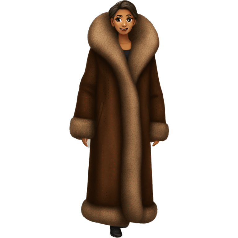 Luxurious brown full length fur coat emoji