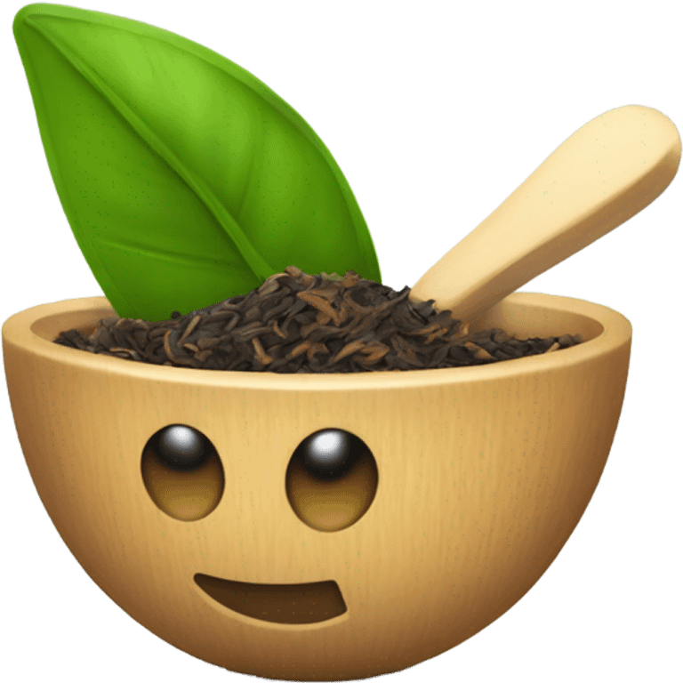 spoon with chopped tea leaf emoji