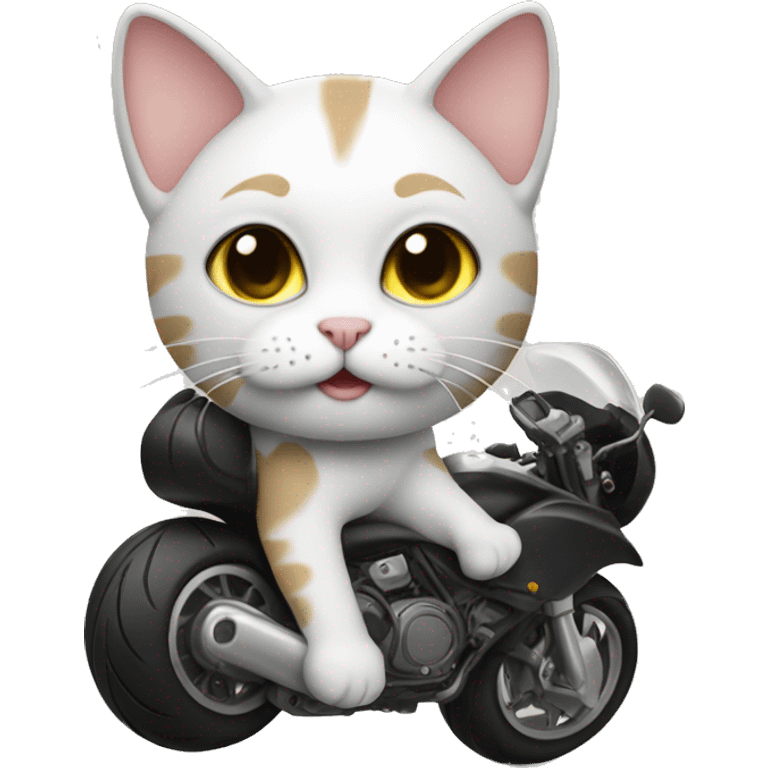 Cat with a curly motorcycle emoji