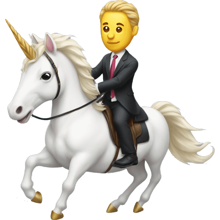 Man in a suit riding a unicorn emoji