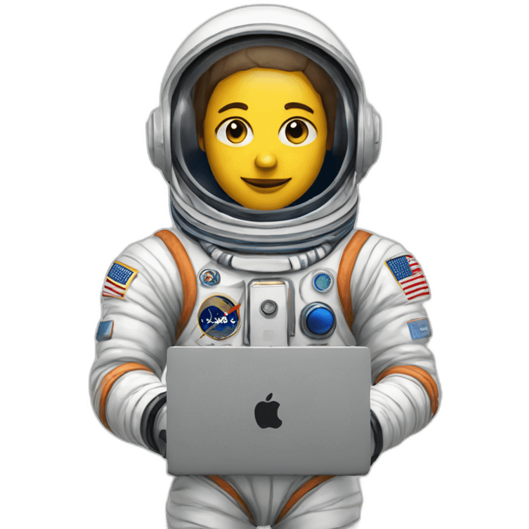 astronaut in a spacesuit with a computer emoji