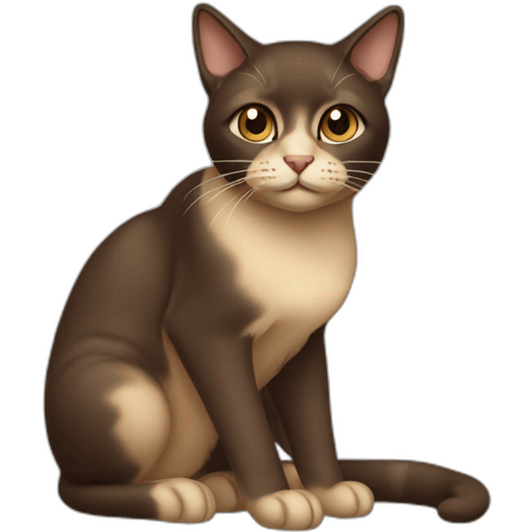 dark brown and beige cat emoji