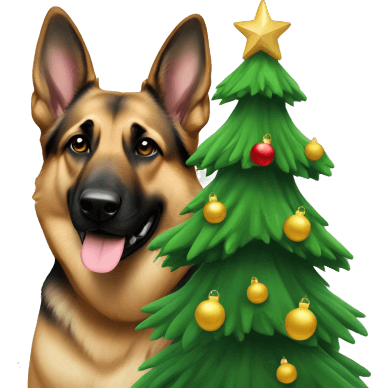 Christmas tree and German shepherd emoji