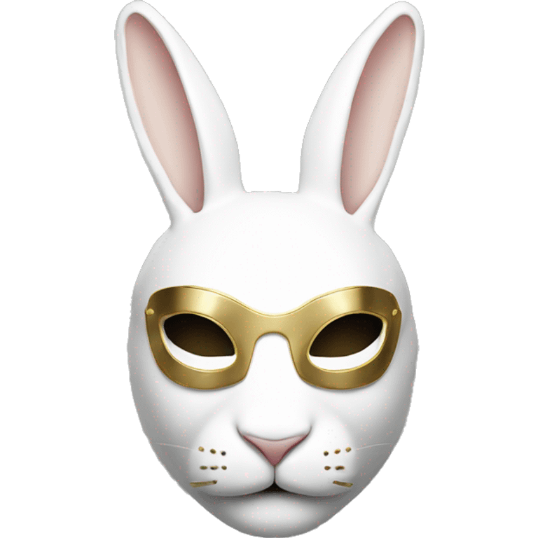 white rabbite mask, luxury style, gold border emoji