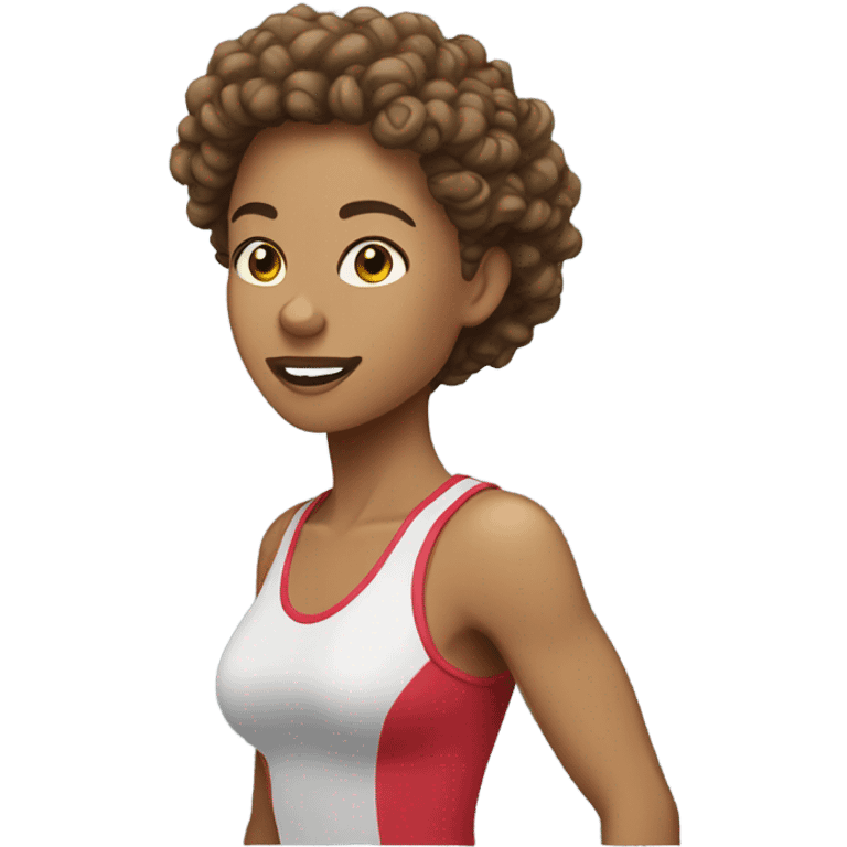 Running woman light skin with curly hair side view  emoji