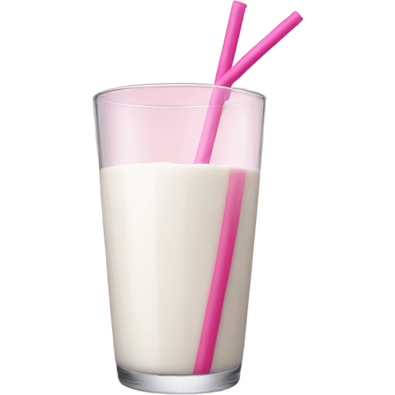 Milk in glass and pink straw emoji