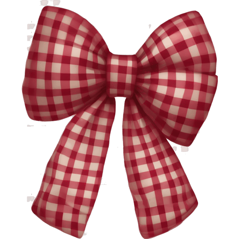 Dark red gingham bow emoji