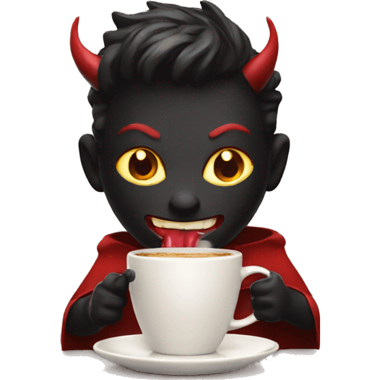 Little devil drinking coffee emoji