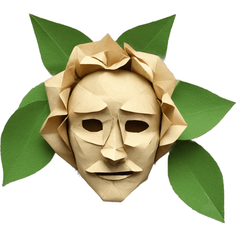 Shakespeare made of origami newspaper roses 420 hemp leaves emoji