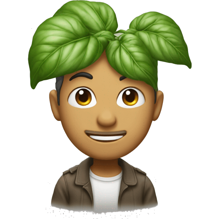 Basil eoji with ahappy fac emoji