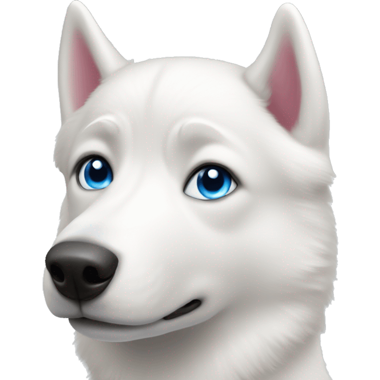 White husky with blue eyes and pink nose emoji