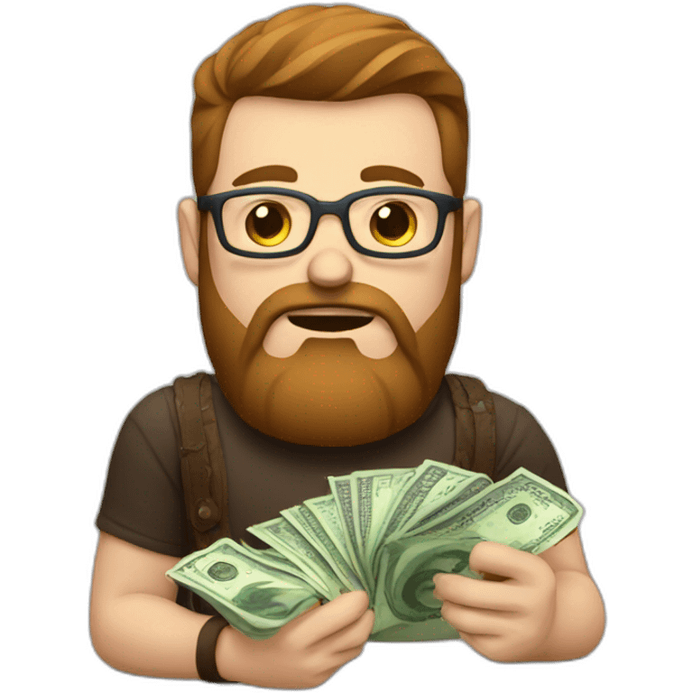 A programmer wrestling a currency problem with brown hair and a brown beard emoji