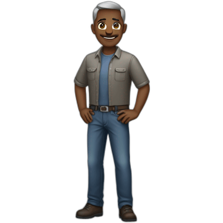 handsome and slim 50 year old dark-skinned engineer emoji