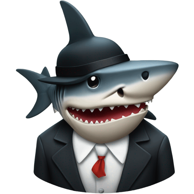 Shark with a top hat emoji