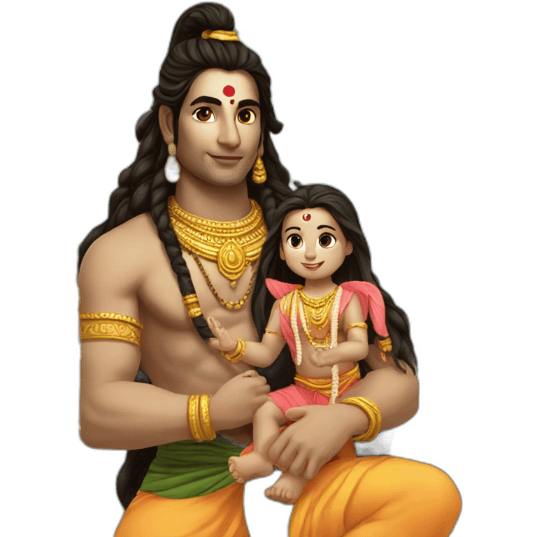 lord shiva holding his daughter emoji