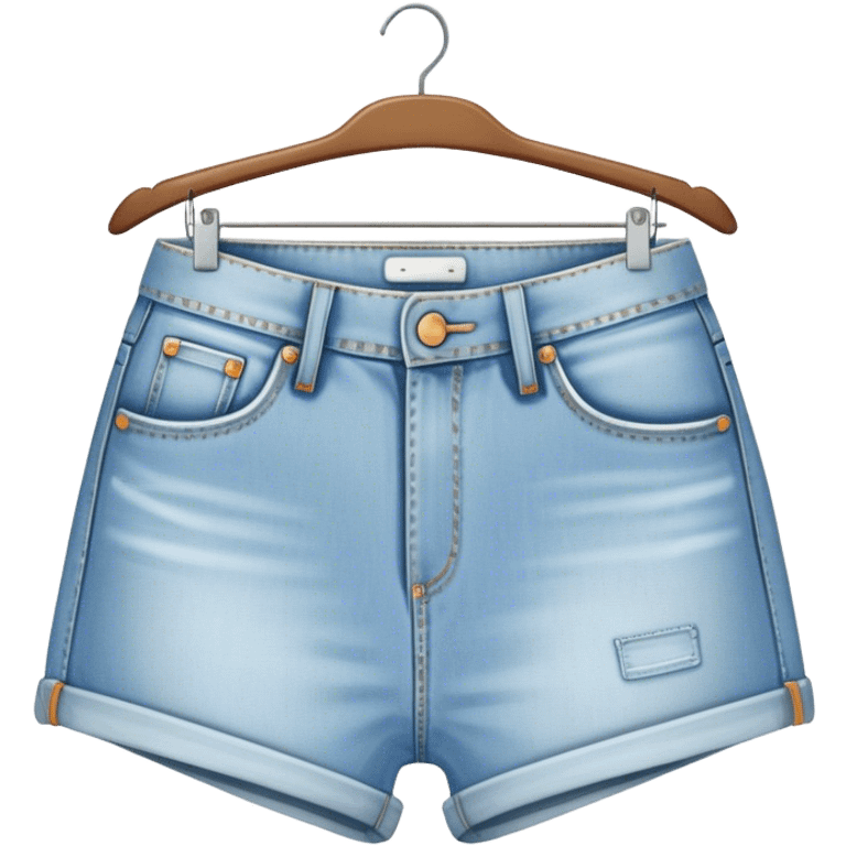 vintage light wash women's denim shorts on hanger emoji