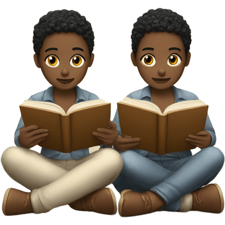 White Twins reading books emoji