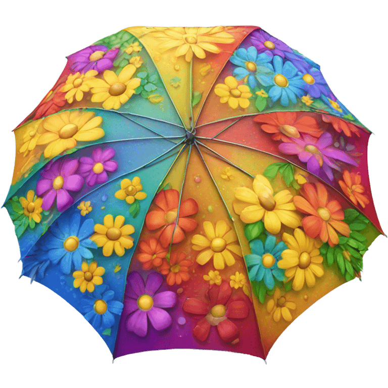 Large umbrella made of flowers with dew drops emoji