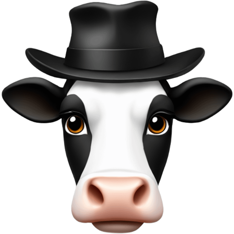 Cow white and black with a black university hat   emoji