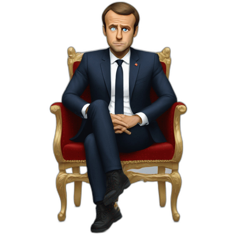 Emmanuel macron sad full body sitting emoji