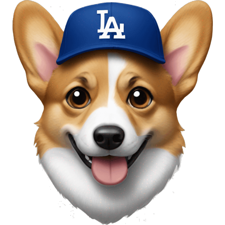 Corgi wearing a dodgers hat emoji