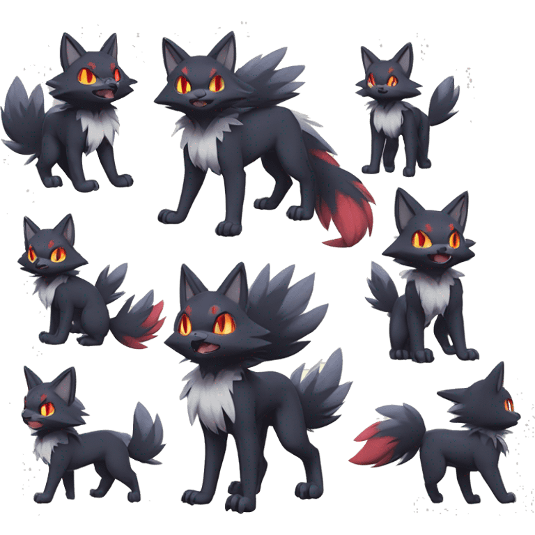 Litten-Zoroark-Mightyena-Zorua full body emoji