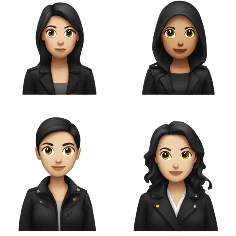 two caucassian woman with black jackets. One woman has black hair the other woman has brown hair and is slightly shorter then the woman with black hair emoji