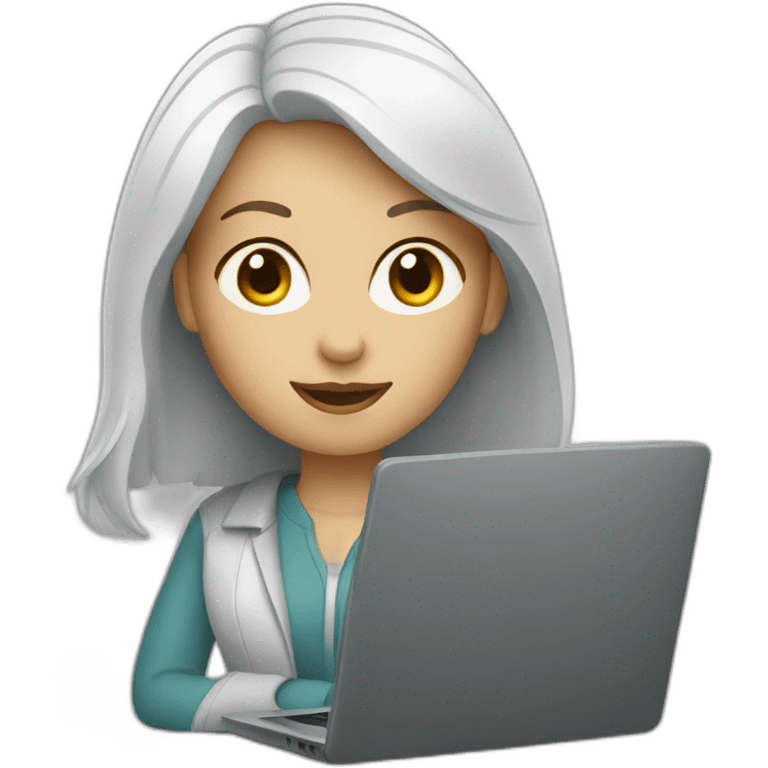 a white woman with grey laptop emoji