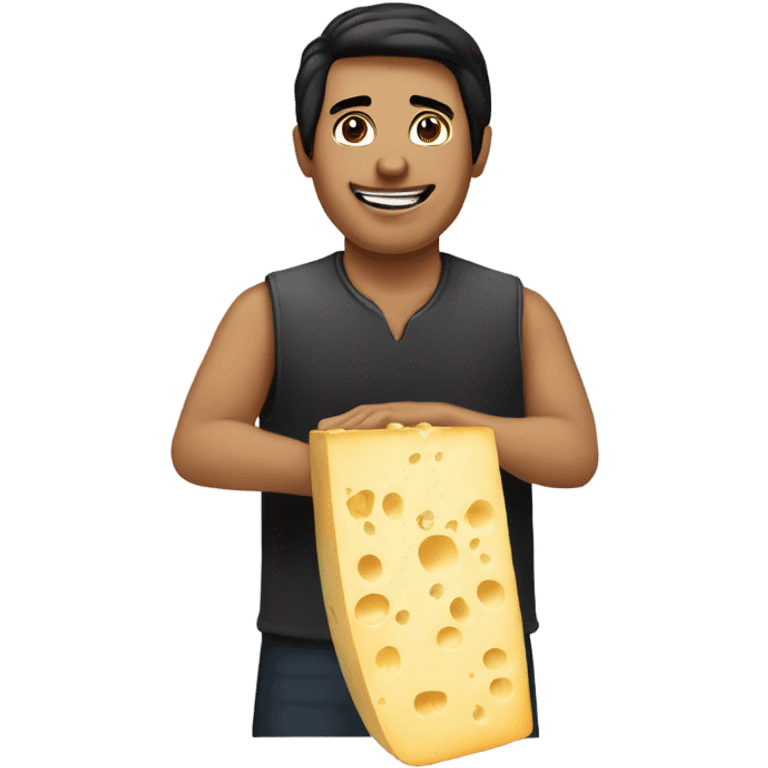 a man that cuts cheese and has shiort, black straight hair emoji