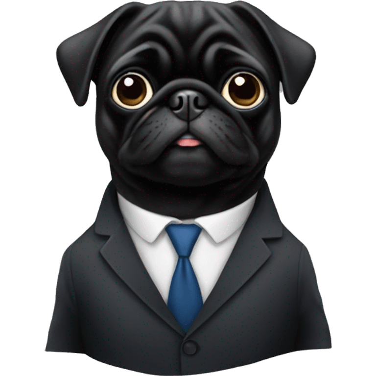 black pug wearing a suit emoji