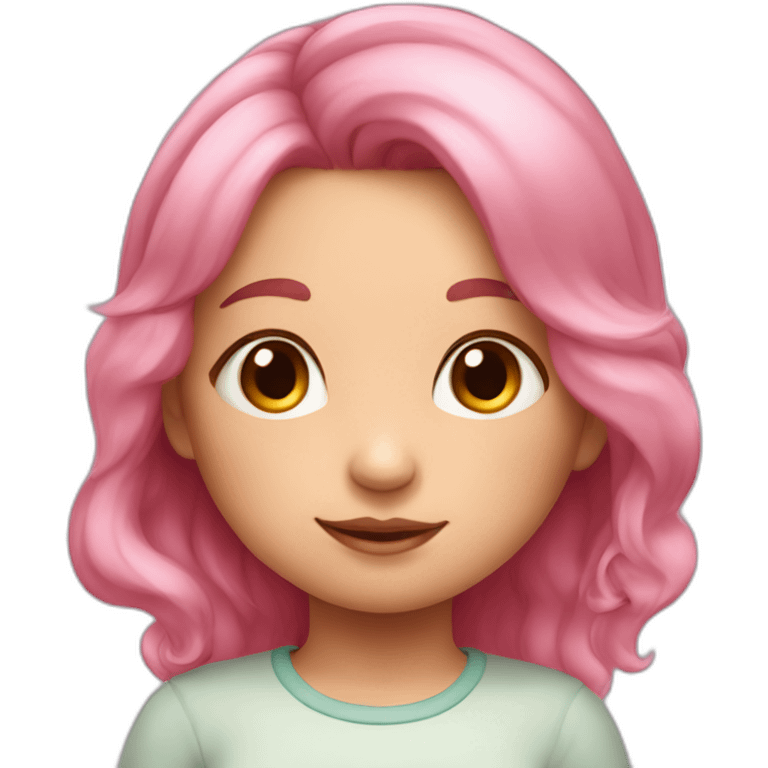 a cute little girl with pink hair and slightly chubby cheeks emoji