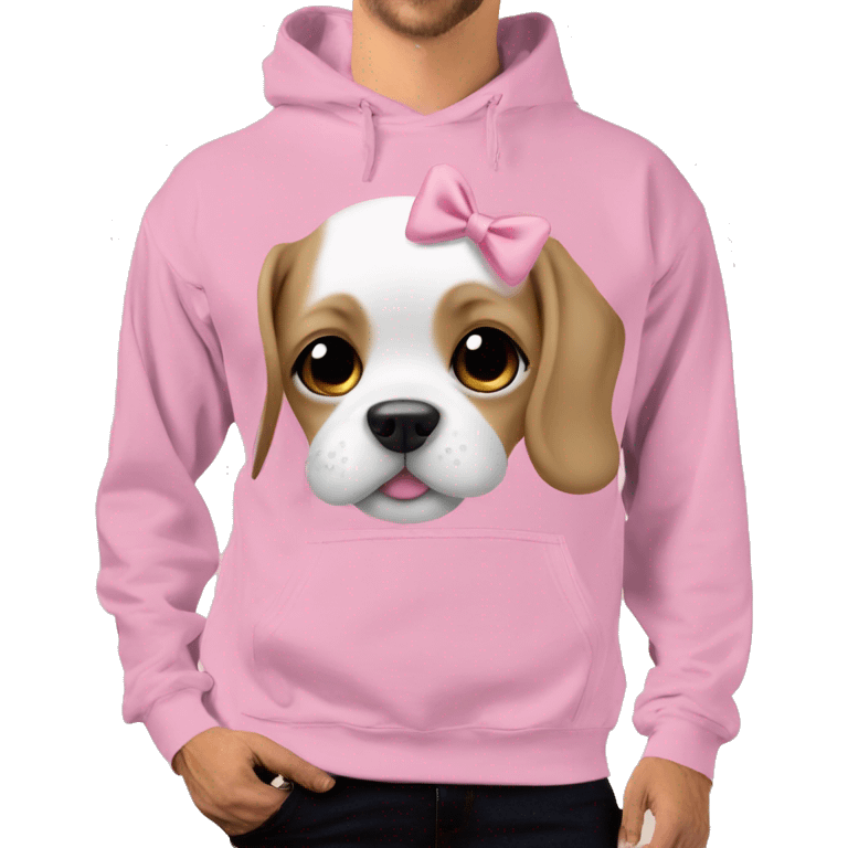 Puppy with a baby pink bow hoody emoji